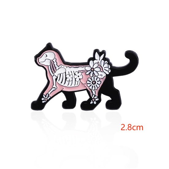 Gothic Style Skeleton Cat Enamel Pin Brooch Badge