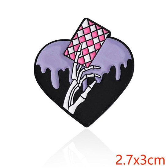 Gothic Style Skeleton Hand Heart Enamel Pin Brooch Badge