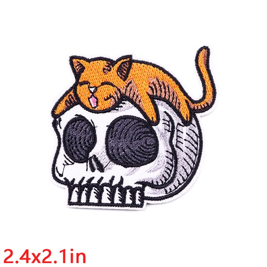 Little Cat Skull Embroidered Badge Patch
