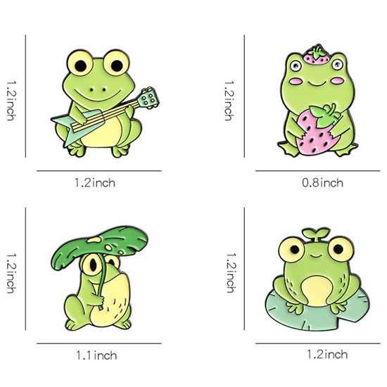Cute Frog Enamel Pin Brooch Badge Set