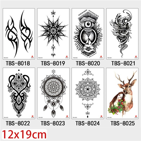 Gothic Flower Half Arm Sleeve Temporary Tattoo Stickers Set