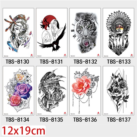 Gothic Flower Half Arm Sleeve Temporary Tattoo Stickers Set