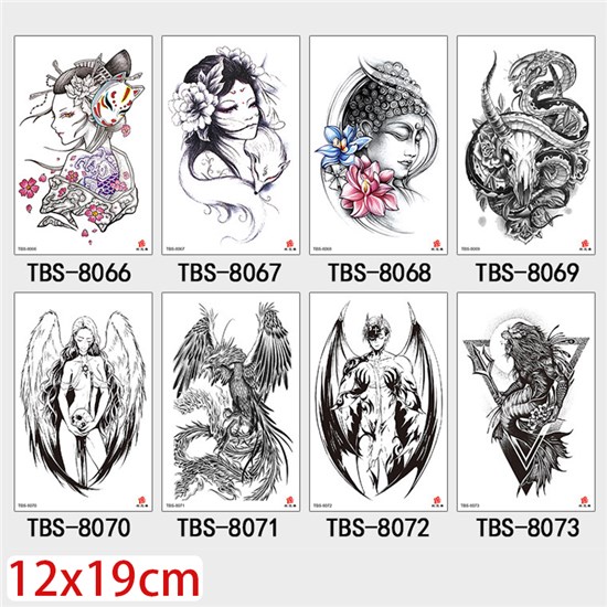 Gothic Skull Devil Half Arm Sleeve Temporary Tattoo Stickers Set