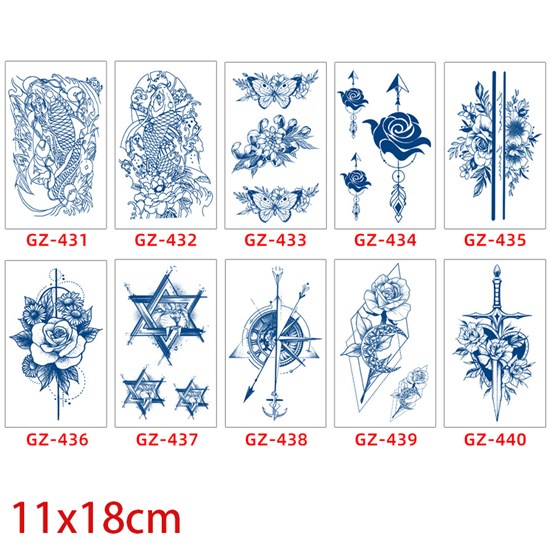 Gothic Flower Sword Temporary Tattoos Stickers Set