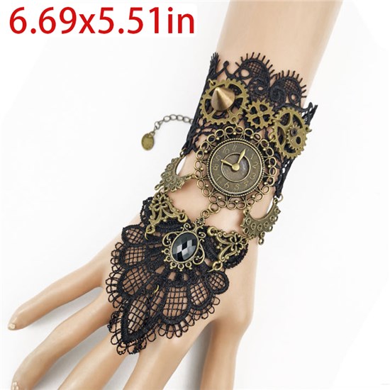 Gothic Vintage Lace Clock Gear Bracelet Punk Vintage Gloves Bracelet