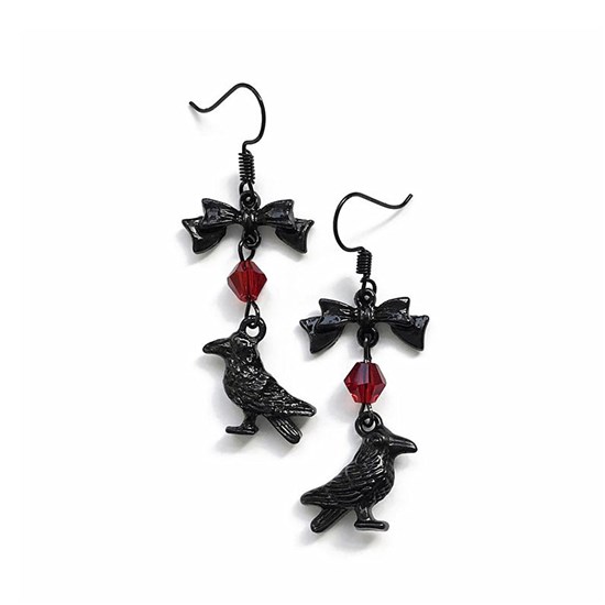Gothic Black Crow Earrings