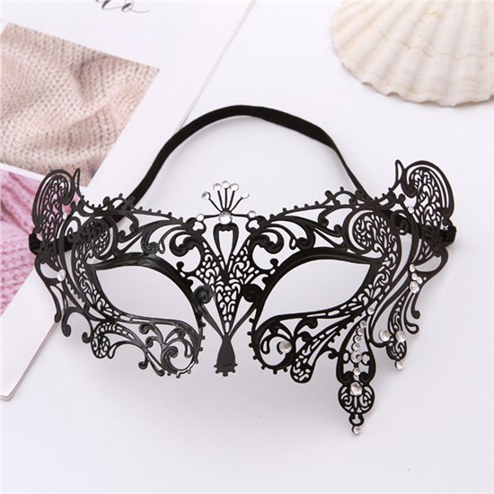 Gothic Masquerade Mask for Women Shiny Rhinestone Venetian Party Prom Ball Metal Mask