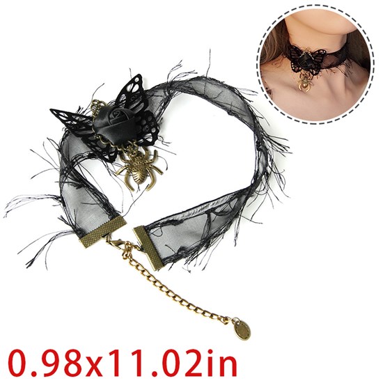 Gothic Spider Butterfly Necklace Halloween Choker
