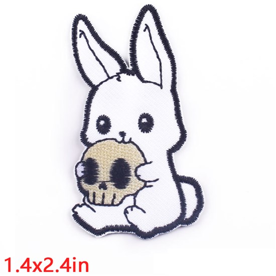 Gothic Rabbit Skull Embroidered Badge Patch