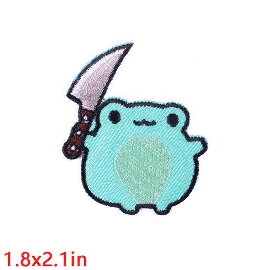 Animal Holding a Knife Frog Embroidered Badge Patch