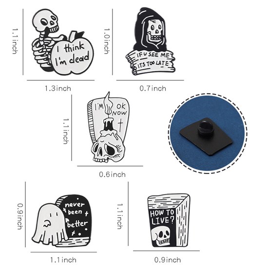Funny Skull Gothic Enamel Brooch Punk Pins Badge