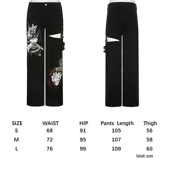 Women's Goth Baggy Jeans Gothic Harajuku Pants Punk Streetwear