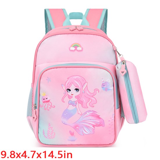 Kids Mermaid Nylon Backpack for Girls Pink School Bag