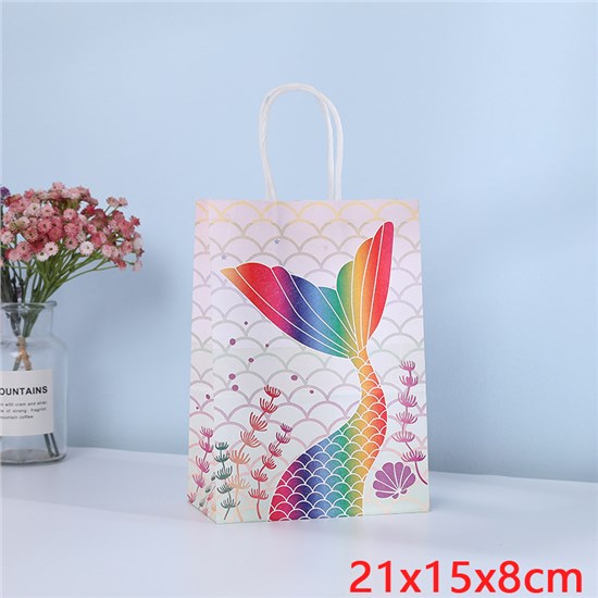 Cartoon Mermaid Paper Bag Gift Bag Treat Bag Goodie Bag