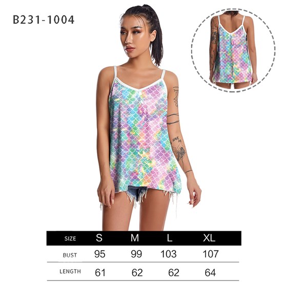 Mermaid Womens Sparkle Shimmer Camisole Vest Tank Tops