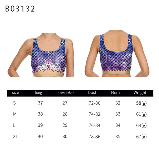 Mermaid Women's  3D Print Sexy Vest Crop Top