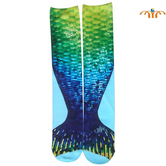 European and American Explosive Socks and Long-tube Printed Mermaid Silk Socks