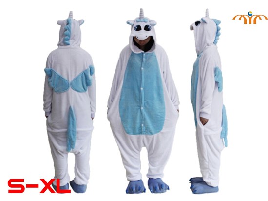 Unisex Adult Unicorn White Kigurumi Onesie Cosplay Animal Jumpsuit Costume