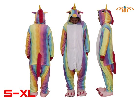 Unisex Adult Unicorn Colours Kigurumi Onesie Cosplay Animal Jumpsuit Costume