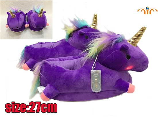 Anime Purple Unicorn Plush Slipper