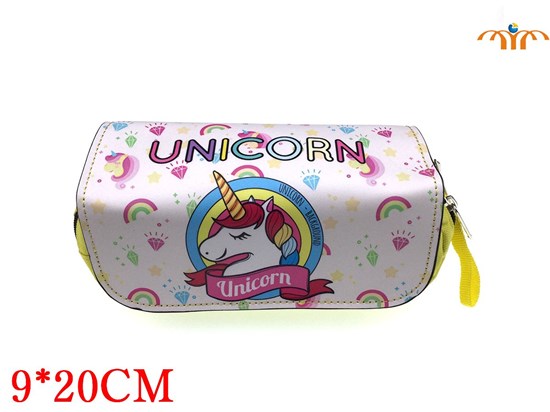 Anime Unicorn PU Leather Pencil Bag