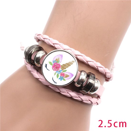 Unicorn Pink Braided Leather Bracelets