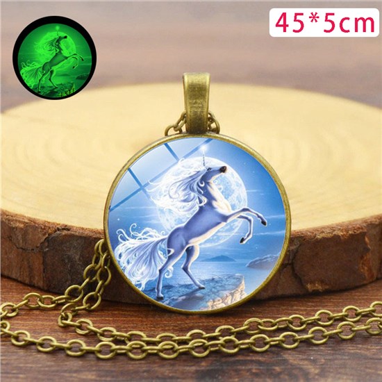 Unicorn Pendant Luminous Necklace Stained Glass Necklace 