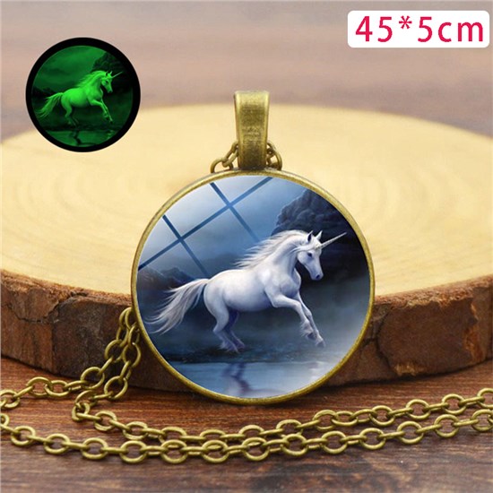 Unicorn Pendant Luminous Necklace Stained Glass Necklace 