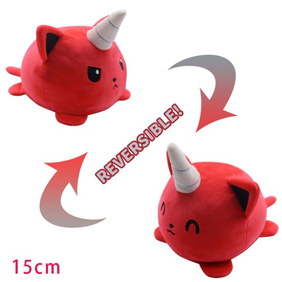 Reversible Plushie Red Unicorn Stuffed Animal Reversible Mood Plush Double-Sided Flip Show Your Mood!