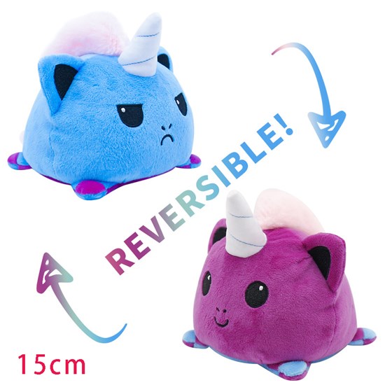 Reversible Plushie Unicorn Stuffed Animal Reversible Mood Plush Double-Sided Flip Show Your Mood!