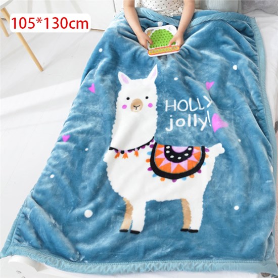 Alpaca Cartoon Coral Velvet Fuzzy Blanket for Bedroom Bed Couch Chair Living Room Air Conditioning Cool Blanket