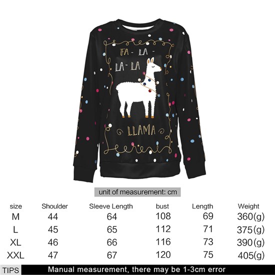 Alpaca Llama Christmas Black Hoodie T Shirt Top