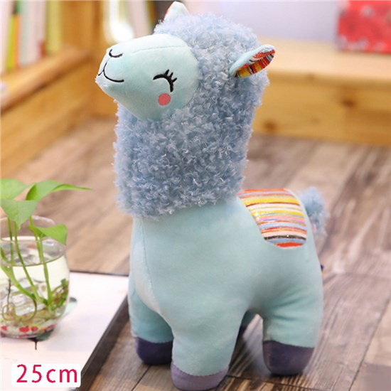 Soft Blue Alpaca Llama Lamb Toy Stuffed Animal Cushion Plush Doll 