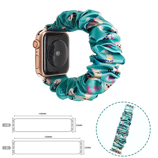 Alpaca Llama Apple Watch Band Scrunchies Soft Pattern Printed Fabric Wristband Bracelet Women IWatch Elastic Scrunchy Band