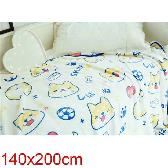 Cute Cartoon Shiba Inu Soft Throw Blanket