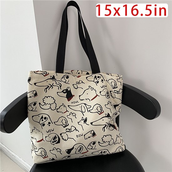 Cute Cartoon Dogs Canvas Shopping Bag Tote Bag Shoulder Bag