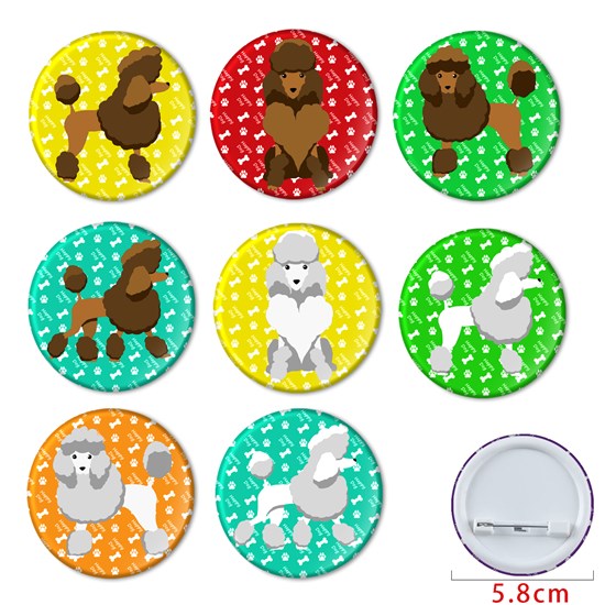 Poodle Buttons Pins Badges Set
