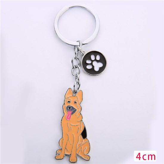 German Shepherd Dog Pet Dog ID Tag Keychain Cute Portable Metal Keying Key Decor Car Keyring 