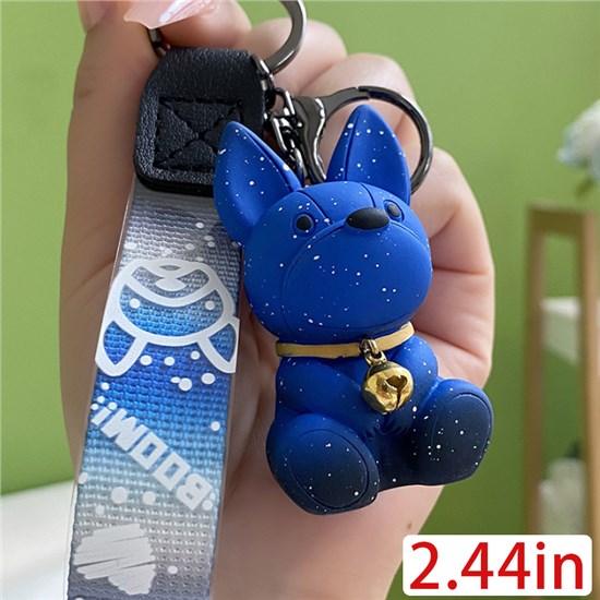 Cute Resin French Bulldog Keychain Keyring With Wrist Lanyard Keychain Wristlet