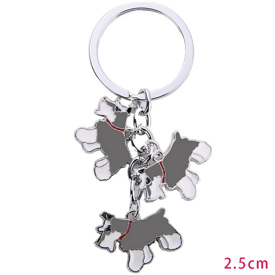 Schnauzer Pet Dog ID Tag Keychain Cute Portable Metal Keying Key Decor Car Keyring 