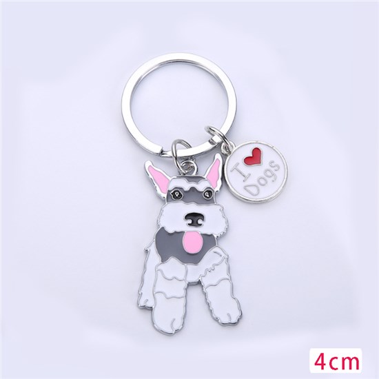 Schnauzer Pet Dog ID Tag Keychain Cute Portable Metal Keying Key Decor Car Keyring 