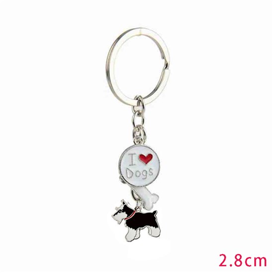 Schnauzer Pet Dog ID Tag Keychain Cute Portable Metal Keying Key Decor Car Keyring 