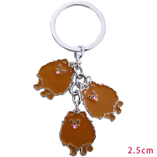 Pomeranian Pet Dog ID Tag Keychain Cute Portable Metal Keying Key Decor Car Keyring 