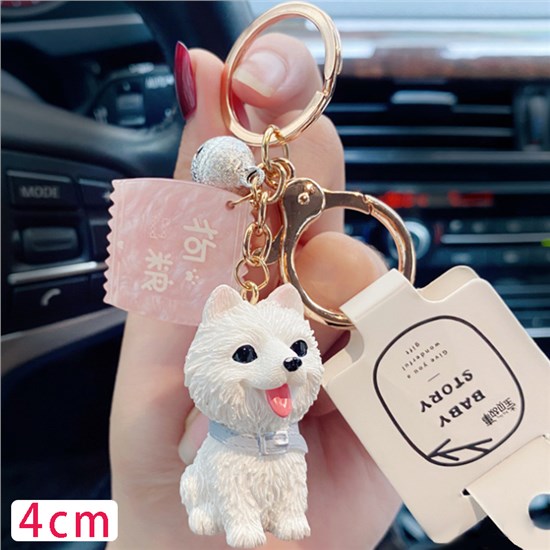 Super Cute Creative Lovely Pomeranian PVC Pendant Key Chain Key Rings