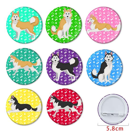 Siberian Husky Buttons Pins Badges Set