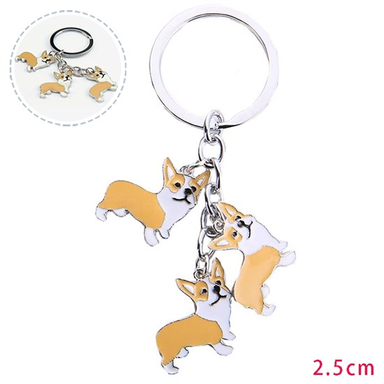 Corgi Pet Dog ID Tag Keychain Cute Portable Metal Keying Key Decor Car Keyring 