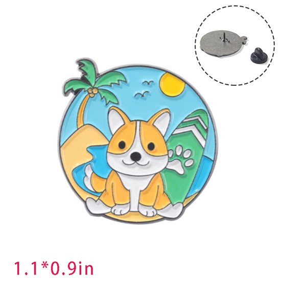 Corgi Skateboard Enamel Brooch Pin Badge