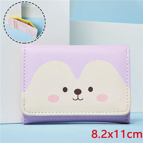 Cartoon Cute Akita Dog Purple PU Wallet
