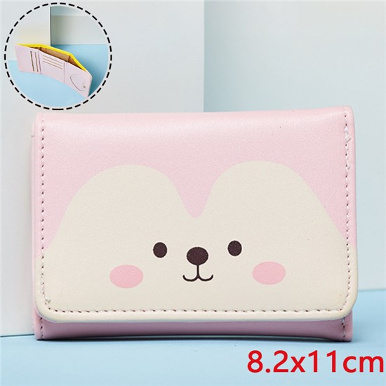 Cartoon Cute Akita Dog Pink PU Wallet