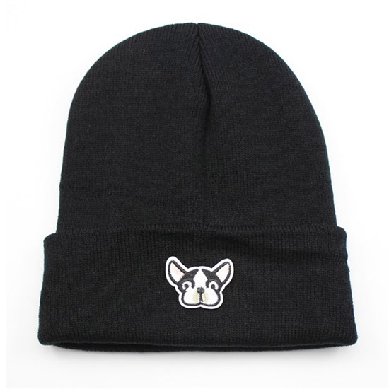 Boston Terrier Black Knit Hat 